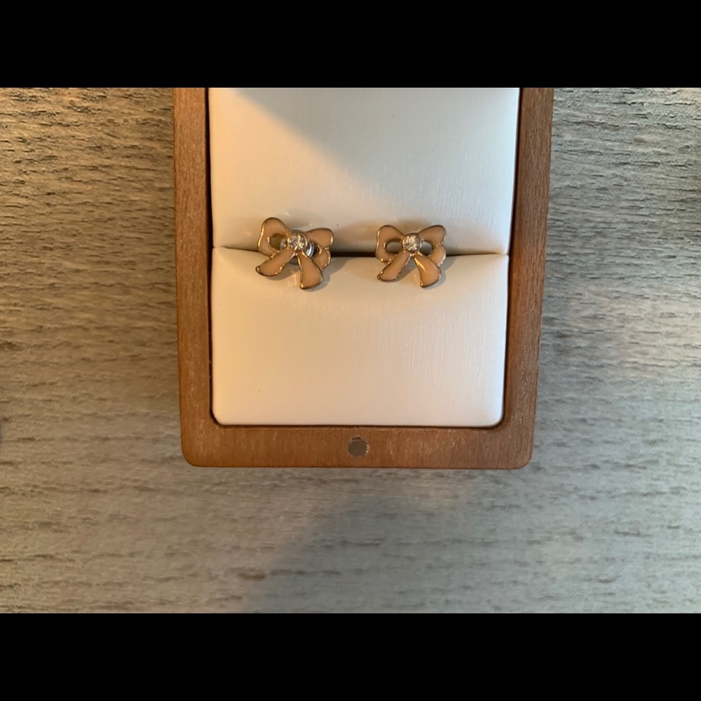 BOGO NEW Blush Pink Bow Earrings W/ Jewel